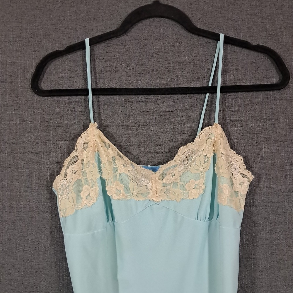 Vintage Y2K  Blue Heaven Cami Tank Top Blue Mesh Lace Fairy Grunge Medium Opaque - Picture 4 of 12